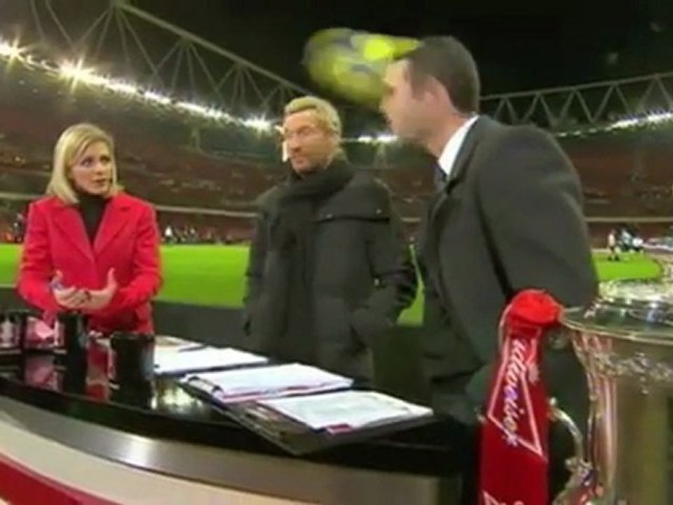 Watch Martin Keown get hit by Leeds warm-up