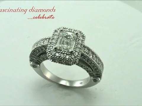 Emerald Cut Diamond Engagement Ring In Vintage Legacy Pave Setting