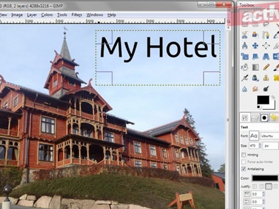 Add a translucent effect to text in The Gimp