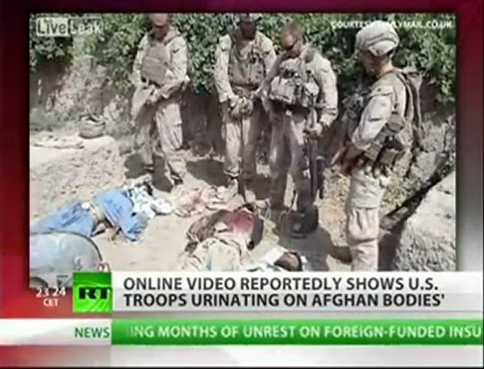 US Marines urinate on dead Afghans raw film footage controversy