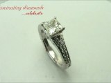 Vintage Style Princess Cut Semi Split Diamond Engagement Ring Engraved With Milgrains On Edges