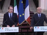 Point de presse d'Alain Juppé et son homologue italien Giulio Terzi di Sant’Agatan  (10.01.12)