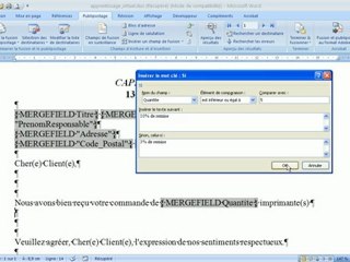 Publipostage Word - Personnaliser les contenus