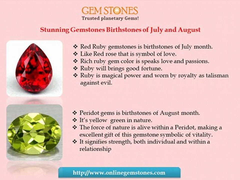 Natural Gemstones- Birthstones by month