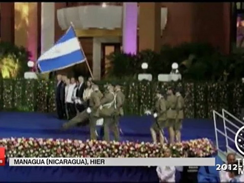 Serrages de mains entre Ortega Chavez  et  Ahmadinejad