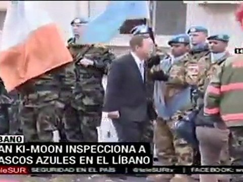Ban Ki-Moon inspecciona a cascos azules en Líbano