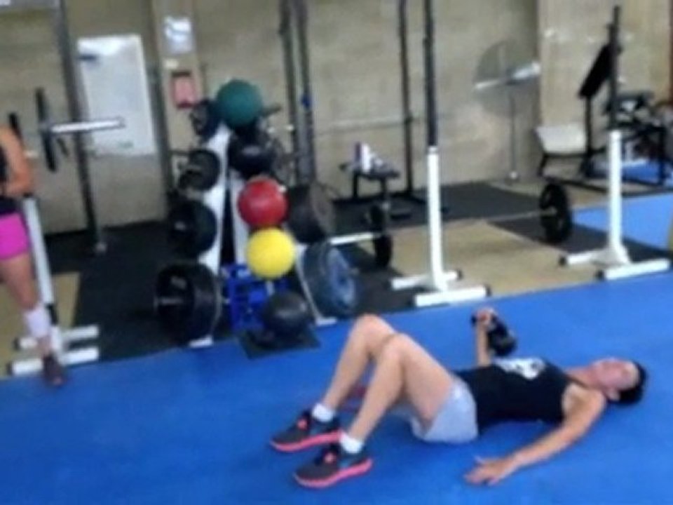 Heidi demonstrates some kettlebell moves