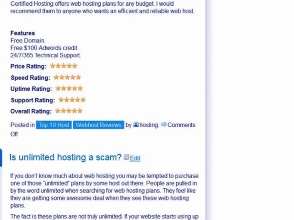 unlimited hosting scam