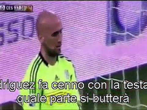 Juventus - Cesena: Rodriguez si rivolge a Vidal con strani cenni durante il rigore! Truccata??
