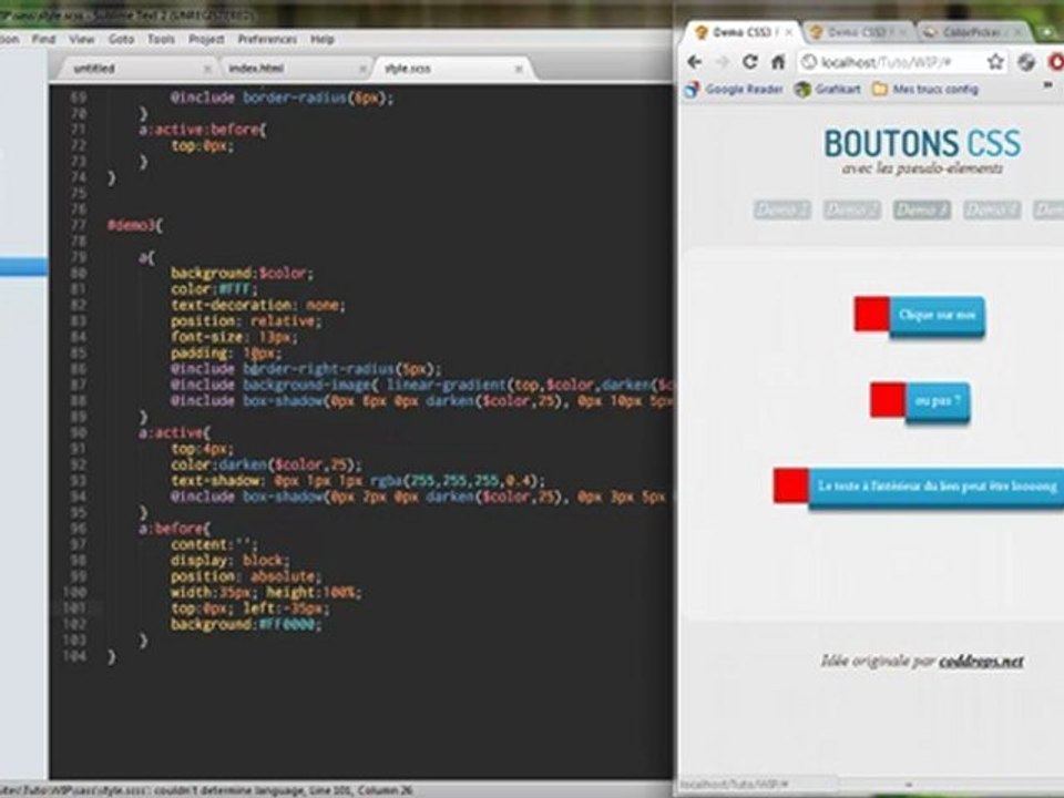 Tutoriel vidéo HTML-CSS : Boutons CSS3