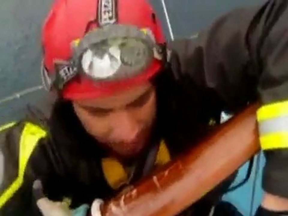 Inside the capsized ship