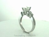 FDENS3077RAR      Radiant Cut Diamond Fleur Engagement Ring W Round Side Stones In Pave Setting