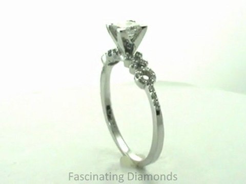FDENS3043PRR Princess Cut Petite Diamond Engagement Ring W Round Side Stones In Pave Setting