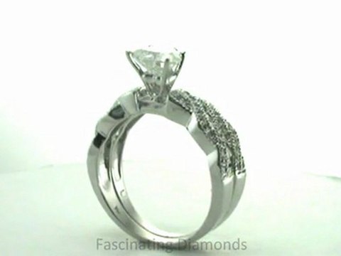 FDENS3031HT Round Cut Diamond Wedding Rings Set With Round Side Stones In Pave Setting
