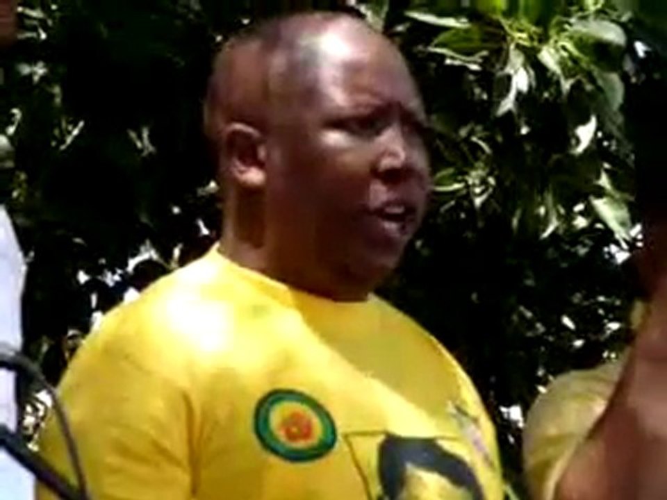 Julius Malema sings the national anthem