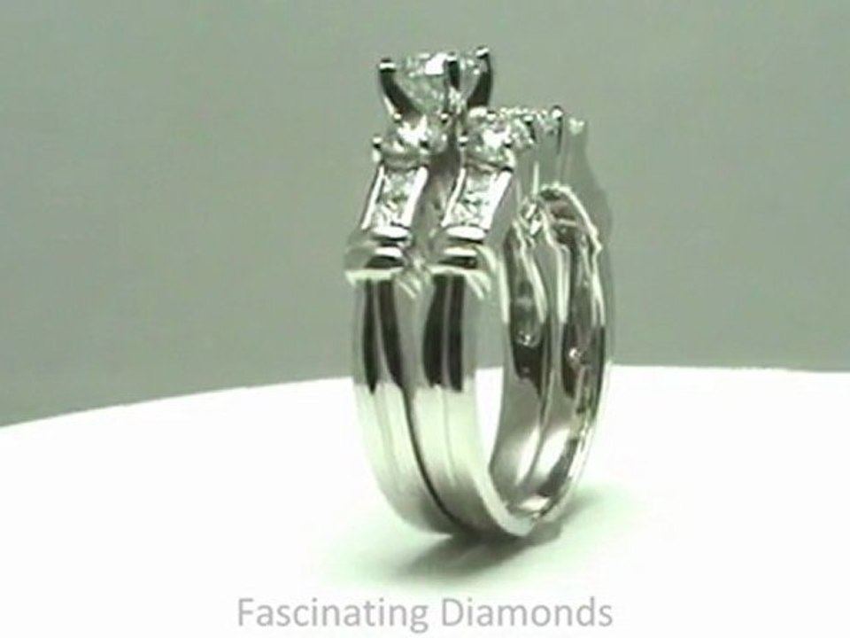 FDENS285RO          Round Diamond Three Stone Wedding Rings Set With Channel Set Side Stones