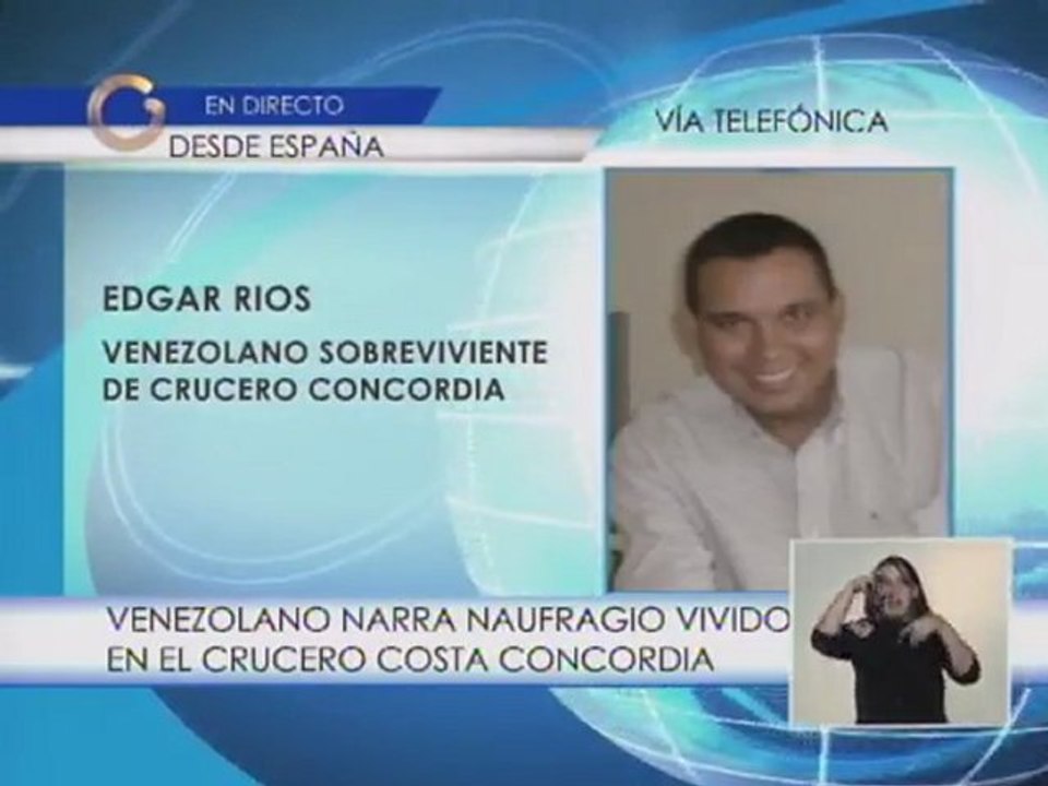 Sobreviviente venezolano del Costa Concordia