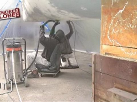 Le bateau d’Arnaud Boissières en réparation (Vendée)