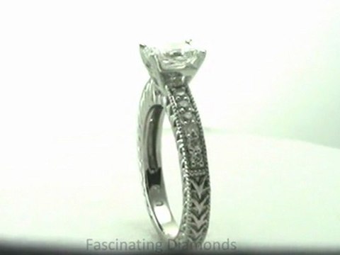 FDENS1790RAR Radiant Cut Diamond Vintage Style Engagement Ring W Milgrains In Pave Setting