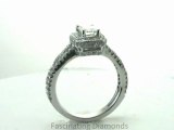 FDENR8688EMR          Emerald Cut Diamond Engagement Ring W Round Pave Halo Set