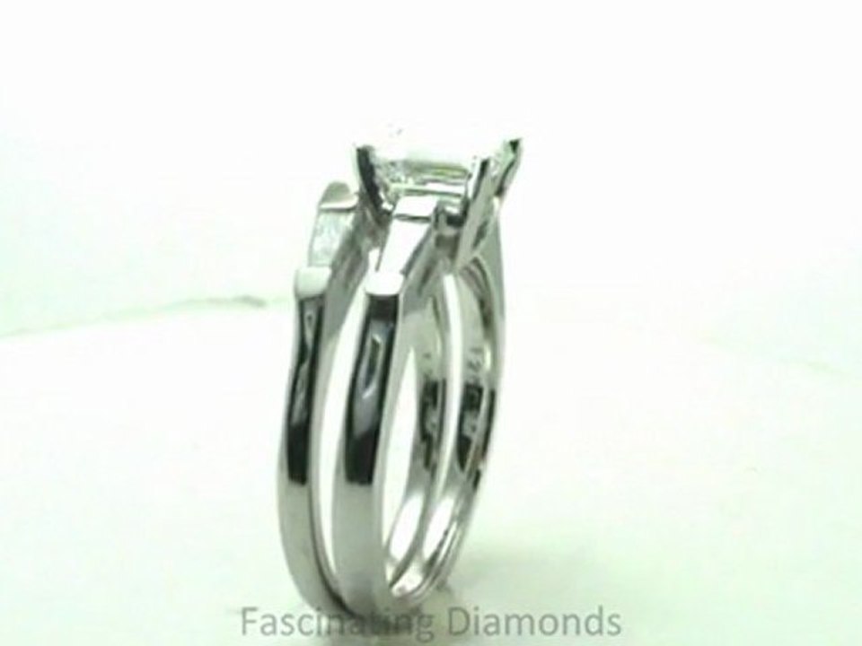 FDENS195EM NEW       Emerald And Tapered Baguette Three Stone Diamond Bridal Set