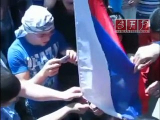 حمص باب سباع احراق علم روسيا جمعة العشائر10-6-2011