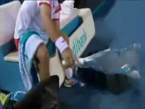 Marcos Baghdatis smashes four rackets!