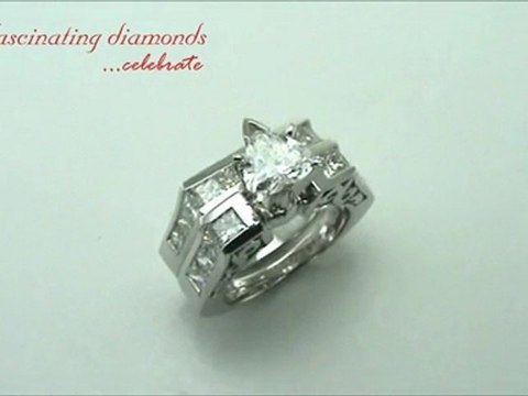 Heart Shape Diamond Vintage Channel Wedding Rings Set