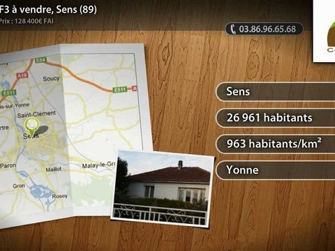 Maison F3 à vendre, Sens (89)