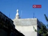 فري برس   حمص تلبيسة   استهداف مأذنة مسجد علي بن ابي طالب صباح 21 9 2011
