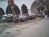 فري برس   دمشق كفرسوسة سيارة الشرطة التي دهست المتظاهرين واوقعت اصابات بعد تمكن المتظاهرين منها جمعة طرد السفراء 18 11 2011