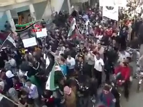 فري برس دير الزور مدينة القورية حشود المتظاهرين في جمعة طرد السفراء 18 11 2011