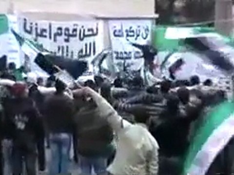 فري برس حمص باب الدريب كعب الاحبار مظاهرات رغم تساقط الثلوج 22 1 2012