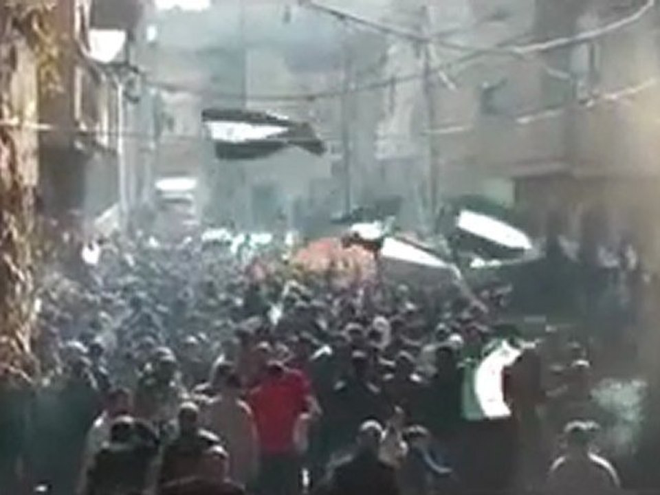 فري برس   حمص وادي العرب مظاهره في جمعة الجامعة العربية تقتلنا تطالب بحمايه دوليه ومنطقه عازله 16 12 2011