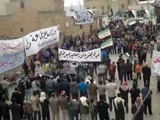 فري برس   حلب عندان   تنديدا بقصف القورية وبقية المدن السورية 22 12 2011
