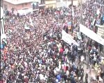 فري برس   حمص حي الخالدية جمعة الزحف الى الساحات كلمة برهان غليون رئيس المجلس الوطني الى الحشود في اعتصام الخالدية 30 12 2011