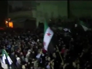 فري برس   غوطة دمشق تجمع أحرار الغوطة في مظاهرة مسائية 11 1 2012 ج2