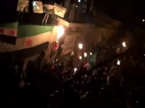 فري برس دمشق كفرسوسة مظاهرة رااائعة لبيك لبيك يا الله 15 1 2012
