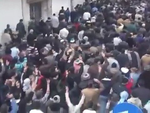 فري برس ريف دمشق أبطال الزبداني فلي مظاهرة حاشدة بعد التحرير وانسحاب كتائب الأسد منها 18 1 2012