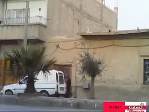 فري برس خروج الامن والشبيحة بعد حملة المداهمات وتخريب الممتلكات ضمير 18 1 2012