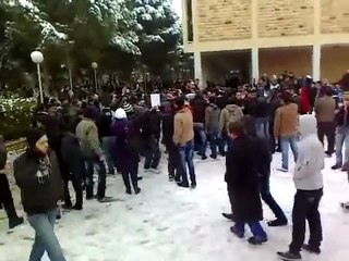 فري برس   حلب    أحرار كلية العلوم يطلبون إعلان الجهاد 22 1 2012