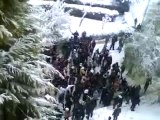 فري برس   حلب    المدينة الجامعية مظاهرة بالثلج 22 1 2012