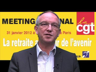 Eric Aubain présente le meeting sur les retraites du 31 janvier.