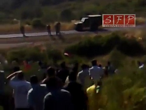 جسر الشغور مظاهرات على الحدود التركية 5-6-2011