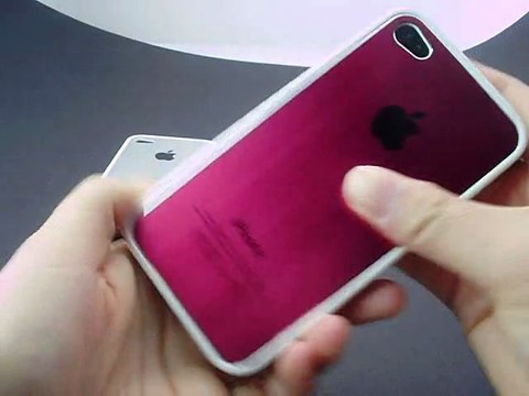 Red iPhone 4S Metal Back Cover Cases with Plastic Edged