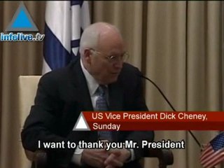 Cheney, Peres Shake Hands Over US-Israel Agreements For Secu