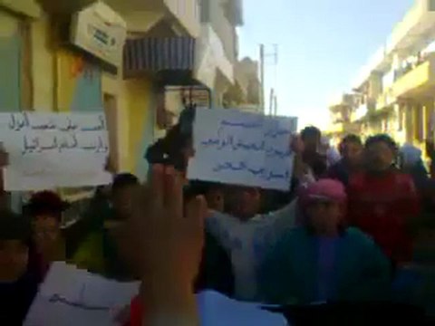 فري برس مظاهرة في جبل الزاوية قرية احسم المحتلة بتاريخ 24 11 2011