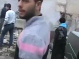 فري برس   حمص باب تدمر قصف بناية مؤلفة من اربعة طوابق وسقوطها بالكامل والاهالي بداخلها 24 1 2012