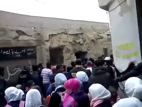 فري برس دمشق برزة البلد مظاهرة طلابية 24 1 2012