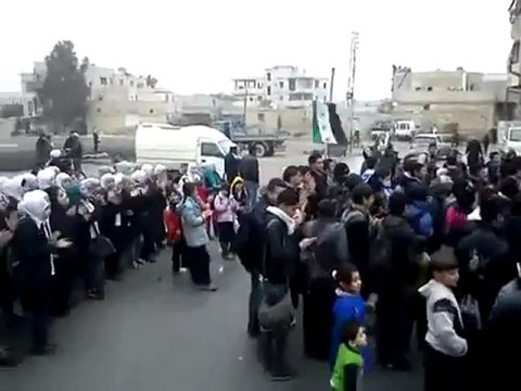 فري برس دمشق برزة البلد مظاهرة طلابية رائعة 24 1 2012 ج2